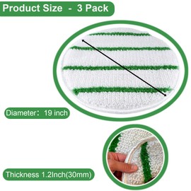 19 Inch Carpet Scrubber Brush Pads, 3 Pack Commercial Synthetic Carpet Bonnet with Scrub Strips, Compatible with 175-300 RPM Floor Machines for Hotel, Office, and School Cleaning