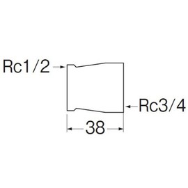 SANEI JT741-1-20X13 [Different Diameter Socket Chrome] Screw Diameter Rc3/4 x Rc1/2 with POS