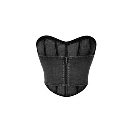 Floerns Women's Solid Strapless Bandeau Asymmetrical Hem Denim Crop Tube Top, Dark Grey, Large