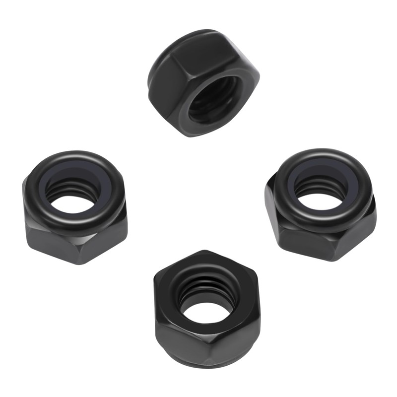50Pcs M6 x 1.0mm Hex Lock Nuts Carbon Steel Nylon