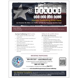 Texas Human Trafficking Commercial Sign, Texas Government Code §402.0351 - 11" x 14"