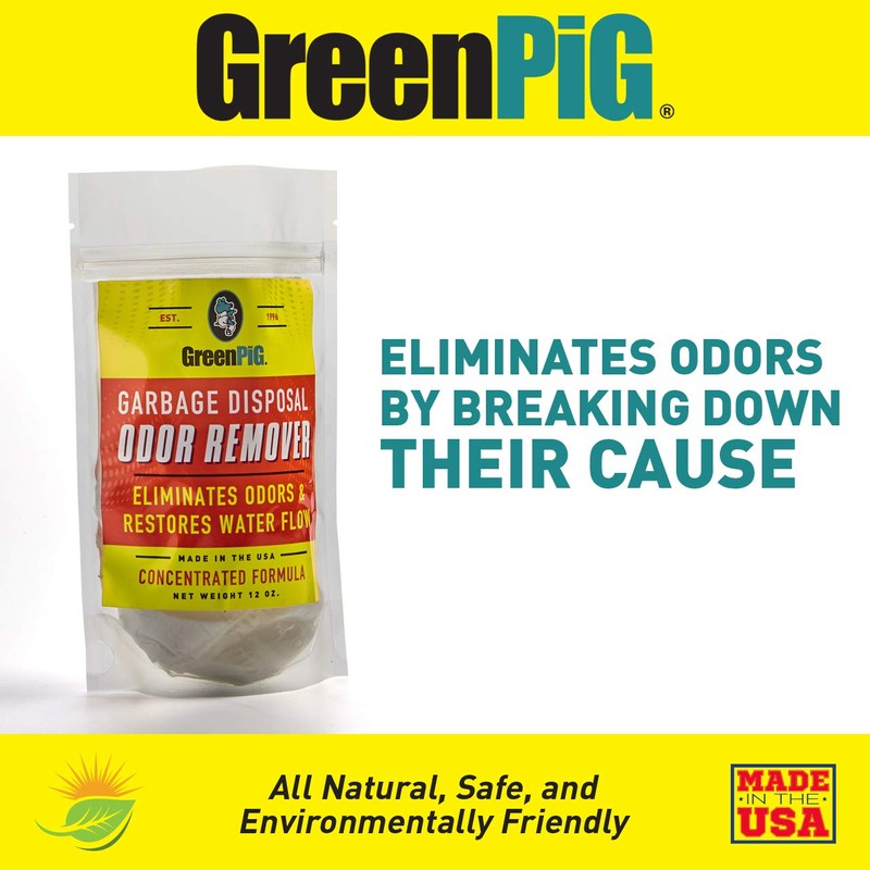 GREEN PIG 59 Garbage Disposal Eliminator Destroys Odors by Breaking