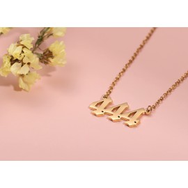 Tavuala Angel Number Necklace For Women, 18K Gold Plated 000 111 222 333 444 555 666 777 888 999 Necklace Numerology Jewelry (Gold, 222)