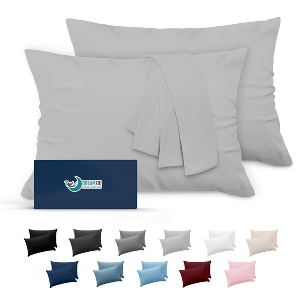 Dreamzie Pillowcase, 40 x 80 cm, Grey, Set of 2,