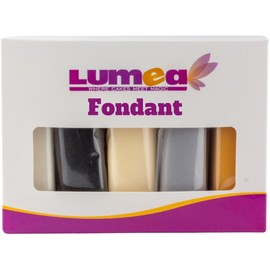 Dekozauber24 Fondant icing multipack, 5 colors, 3.5oz (100g) rolled fondant per color, for cakes, cupcakes and figurines in white, black, cream, silver and golden caramel (Basics)