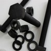 5 x Black Hexagon Head Screws Polypropylene (PP) Plastic Nuts,