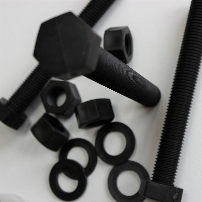 5 x Black Hexagon Head Screws Polypropylene (PP) Plastic Nuts,