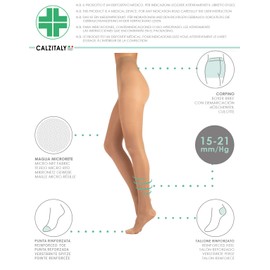 MEDICAL SUPPORT TIGHTS | 15-21 mmHg GRADUATED COMPRESSION PANTYHOSE | 140 DEN | BLACK, SKIN | MADE IN ITALY (XL, SKIN)