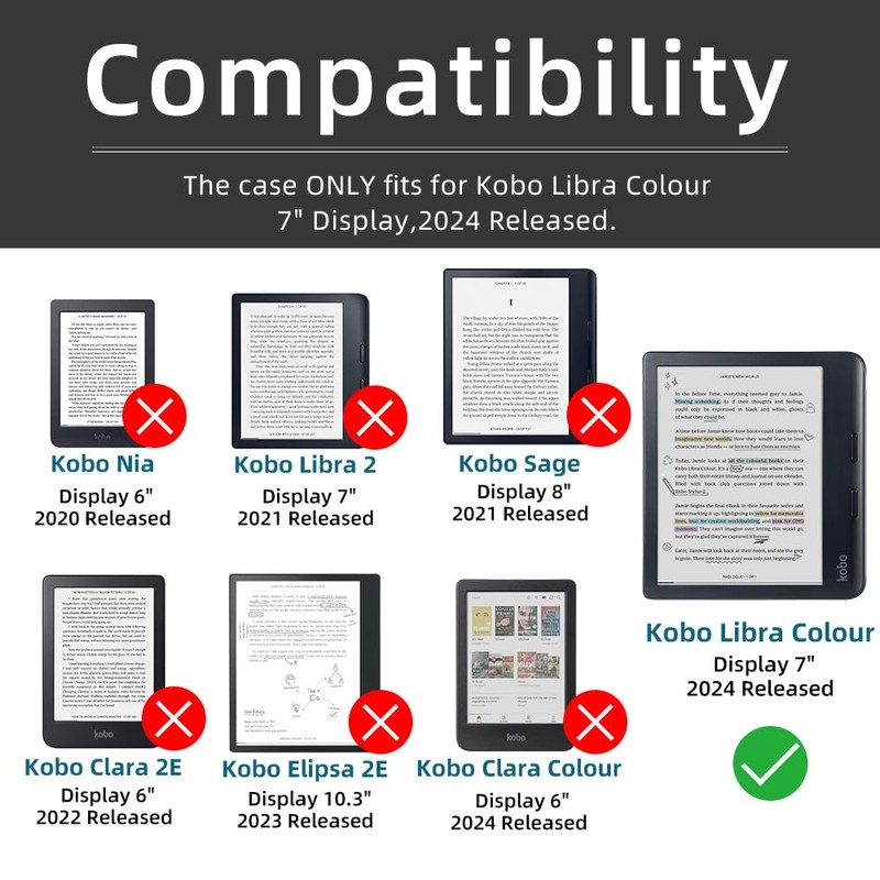360 Degree Rotating Case for 7" Kobo Libra Colour 2024