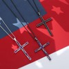 MUYUU American Flag Cross Necklace, Silver Plated Patriotic Cross Pendant