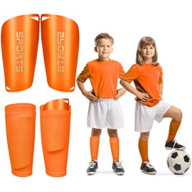 Soccer Shin Guards Soccer Shin Pads Set with Shin Sleeves and Long Soccer Socks Optimized Insert Pocket Protective Soccer Lightweight Soccer Equipment for Boys Girls Men Soccer Game(Orange)
