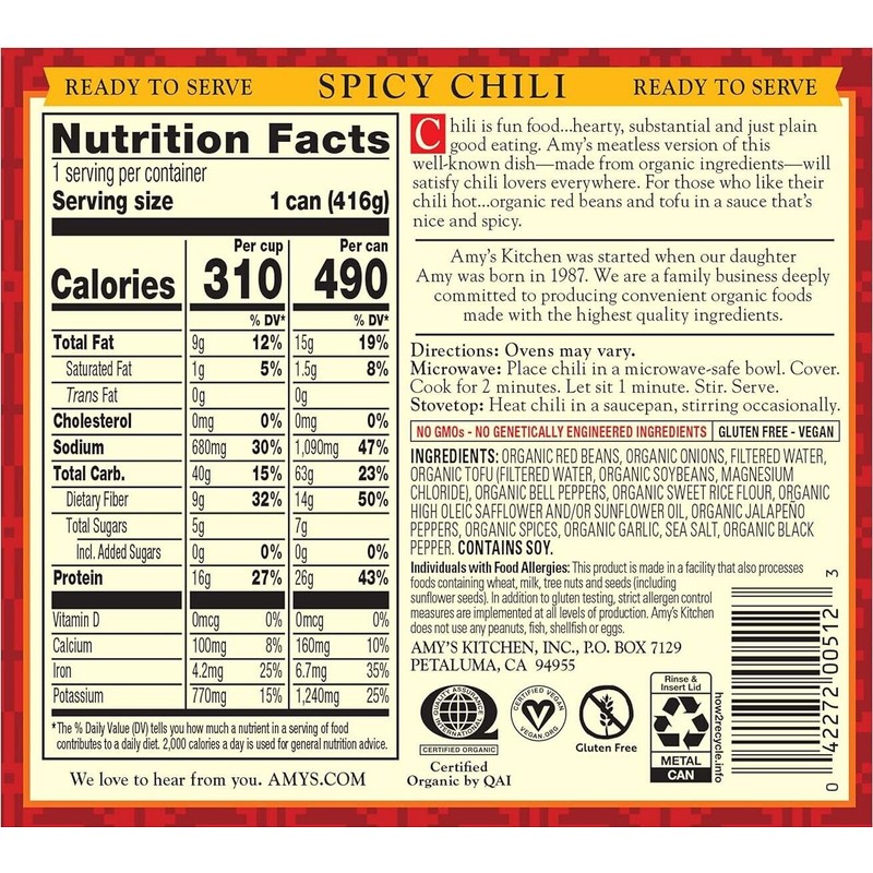 Amy's Organic Spicy Chili - 14.7 oz