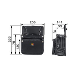 Tajima SFKBN-KG2S2H Removable Waist Bag, Twin Hook, Nail Bag, 2 Tiers, Moisture Resistant, High Density Nylon, Easy to Put on and Take Off, Easy to Install on Belt, Easy to Reassemble Waist Tools,