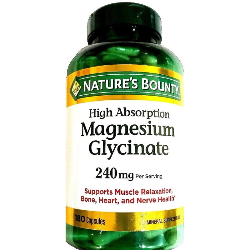 Nature's Bounty High Absorption Magnesium Glycinate 240mg 180 Capsules
