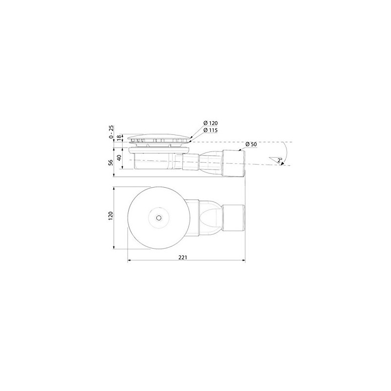 Wirquin Shower Drain Trap 90mm Diameter Super Flat with Cup-Connection