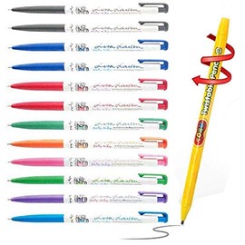 Xeno Slim Ball point Pens - Baby Mikey 0.38mm 9 Color mix (Pack of 12) With twistable pencil
