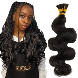 Niawigs 100 Percent Human Hair Braiding Hair for Bohemian Knotless Wet n Wavy Braiding Human Hair Bulk No Weft Body Wave Natural Black (22 Inch, Body Wave)