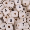 Wooden Letter Beads, Letter Beads, 100 Pieces Cube Beads Cube