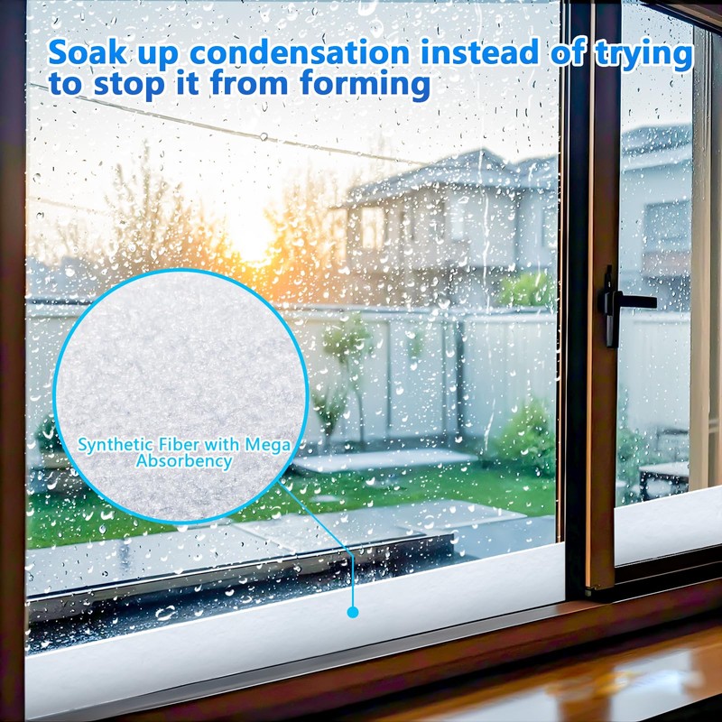 Window Condensation Prevention Absorber - Anti-Condensation Water Absorbing Strip, Whites,
