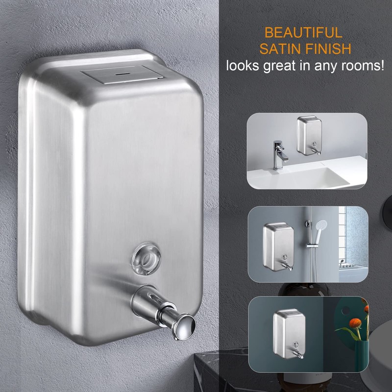 VANNSOO Commercial Wall Mount Stainless Steel Soap Dispenser, Corrosion Proof