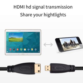 BronaGrand Micro HDMI Male Type D to Type C Mini HDMI Male Connector Adapter Cable Cord Black,1 Metre