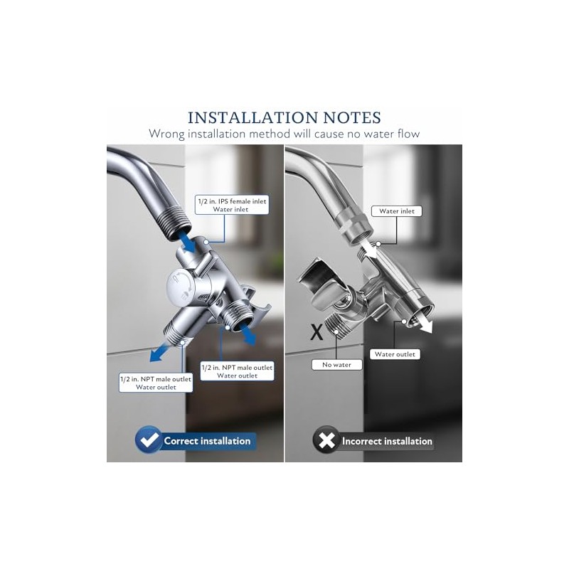 G-Promise Solid Metal Shower Arm Diverter with Holder for Hand