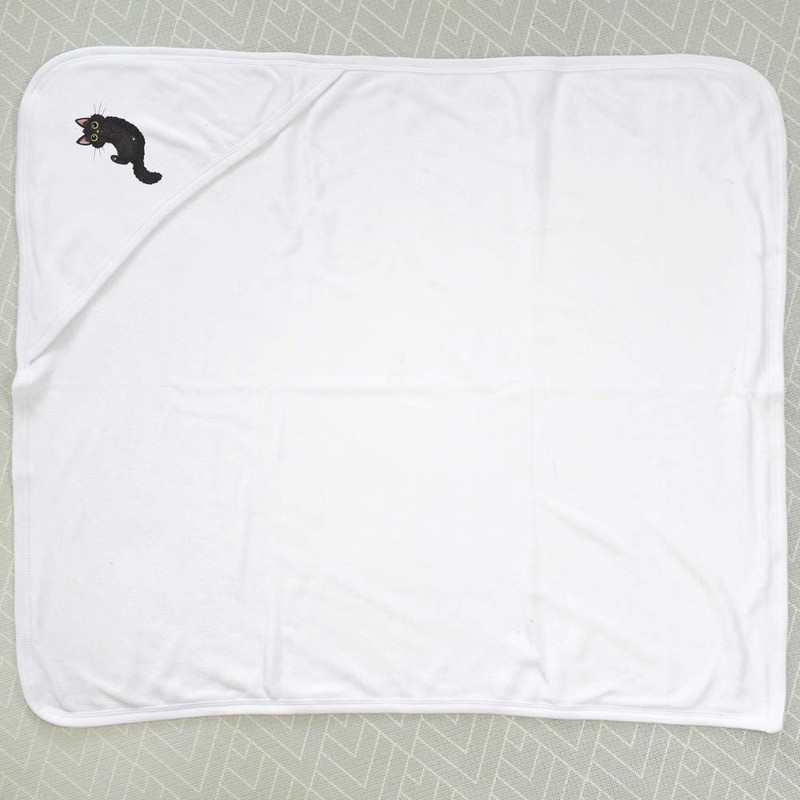 Azeeda 'Rollende Schwarze Katze' Baby-Kapuzentuch (HT00029542)