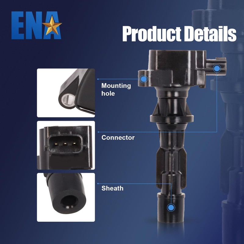 ENA Set of 4 Ignition Coil with 4 Spark Plug