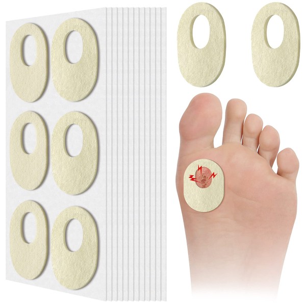 72 Pieces Felt Callus Cushions Oval Shaped Adhesive Callous Pads for Foot, Soft Breathable Foot Pads for Calluses, Corn Cushions for Bottom of Feet Pain Relief Men and Women Foot Care,1.7 x 2.2 Inches