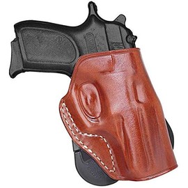 Premium Leather OWB Paddle Holster Open Top Fits Smith Wesson MP 380 Shield EZ 3.675" BBL, Right Hand Draw, Brown Color #1507#