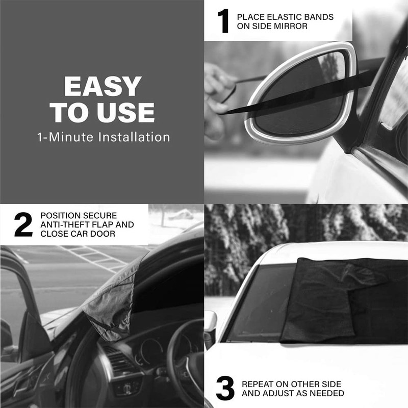 TOTMOX Car Windshield Cover All-Weather Windshield Snow Cover with Elastic