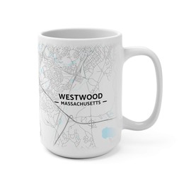 Hometown Bias Westwood, Massachusetts MA Map Mug (15 oz)