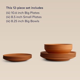 Year & Day Outdoor 12 Piece Plant Derived Dinnerware Set with Big Bowls, Dish Set for 4