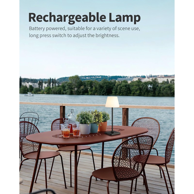 NEWSEE Outdoor Waterproof Cordless Table Lamp, 4000mAh Portable Rechargeable Battery
