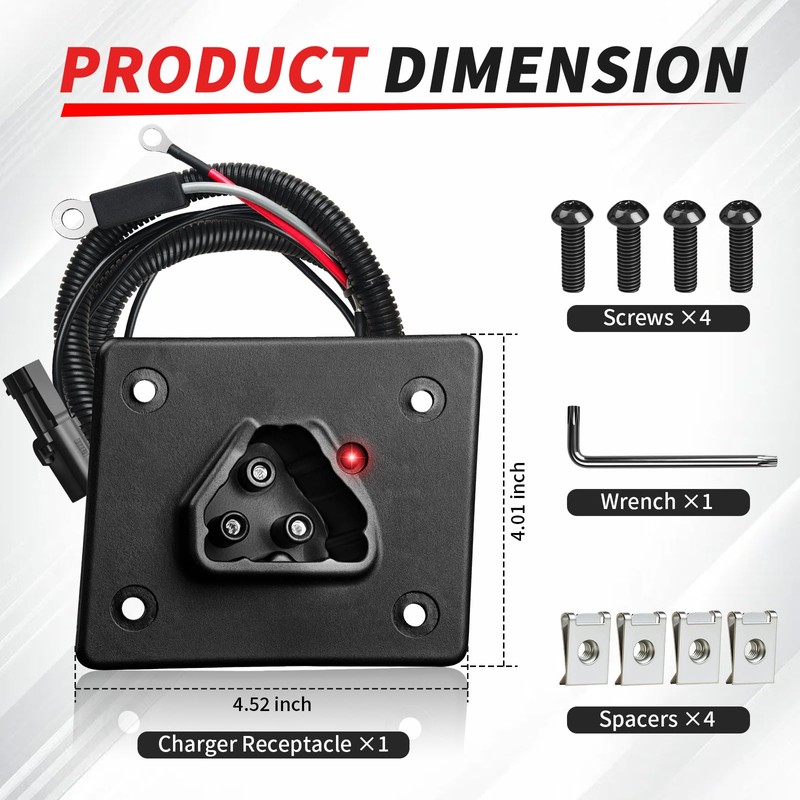 CASISPRO 48V Golf Cart Charger Receptacle for EZGO RXV &