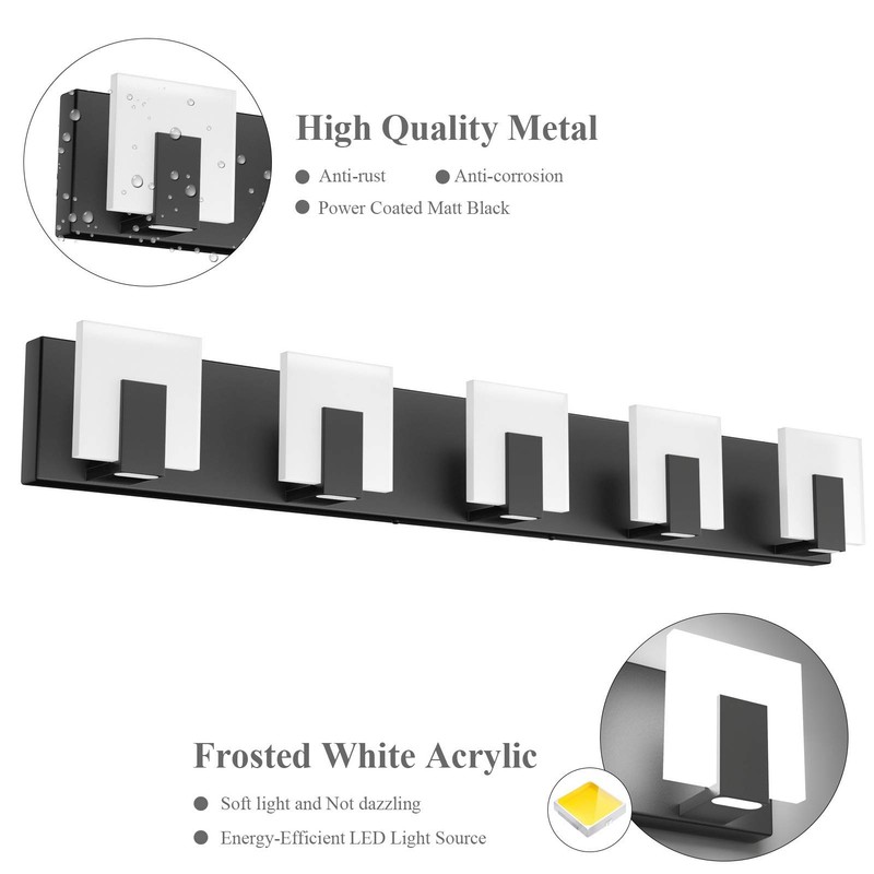 Aipsun 5 Lights Modern Black Vanity Light Up and Down
