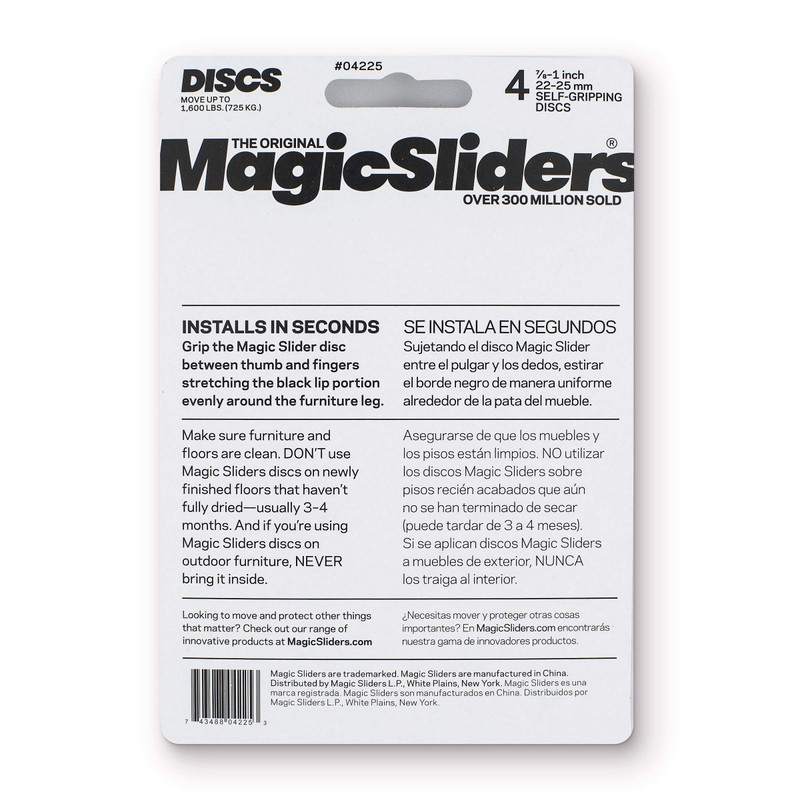 Magic Slider 4-Piece|Size- 7/8"–1"| Round Furniture Sliders | Self-Adhesive Floor
