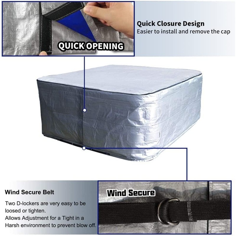 UCEDER Waterproof Hot Tub Cover 170G Polyethylene Spa Cover and