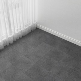 FlorExp Vinyl Floor Tiles 40-Pack Peel and Stick Floor Tiles 12 ×12 inch Floor Tiles 1.5mm Vinyl Floor for Office, Kitchen,Living Room Cover 40 Sq.Ft,Dark Concrete Effect