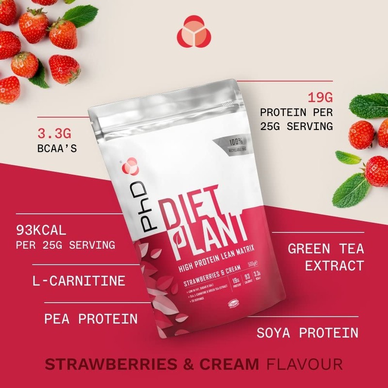 PhD Nutrition Diet Plant, Vegan Protein Powder Plant Based, Strawberries
