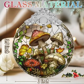 Christmas Ornament 3" Stained Glass, Mushroom Christmas Ornaments for Tree, Christmas Tree Decoration, Gifts for Friends, Mushroom Christmas Decor Perfect for Tree Holiday Party Indoor Home Decor