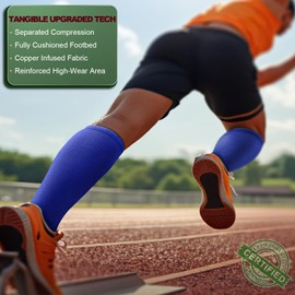 BULLIANT Women Socks-Compression Knee-high Socks Cushioned Footbed 15-20 Pressure Unisex Upgrated Wicking Tech(3Pairs,Small-Medium)