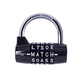 Black Gym Lock - 5 Letter Word & 5 Digit Combination Lock - Safety Padlock for School, Sports Locker, Fence, Toolbox, Case, Hasp Storage
