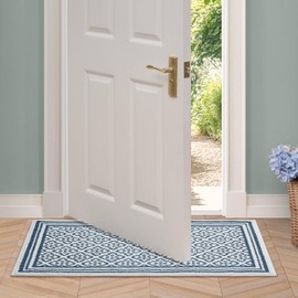 Laura Ashley All Loop Tufted 26" x 45" Washable Skid-Resistant Accent Rug - Dusty Navy/Ivory Isla Two-Tone