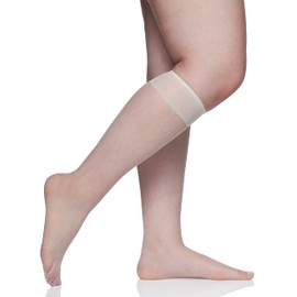 Berkshire womens 3 Pairs Ultra Sheer Pantyhose With Sandalfoot Toe Queen Size Knee High, Ivory, 10-13 Plus