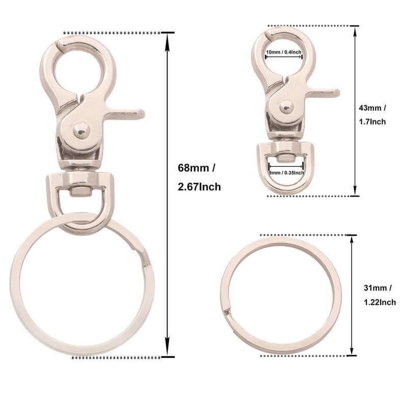 40 Pieces Swivel Trigger Hook Key Chain Ring Including 20