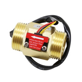 GREDIA G1" Male Thread Brass Water Flow Sensor Switch Hall Effect Liquid Flowmeter Fluidmeter Counter BSP 2-50L/Min（58mm in Total Length）