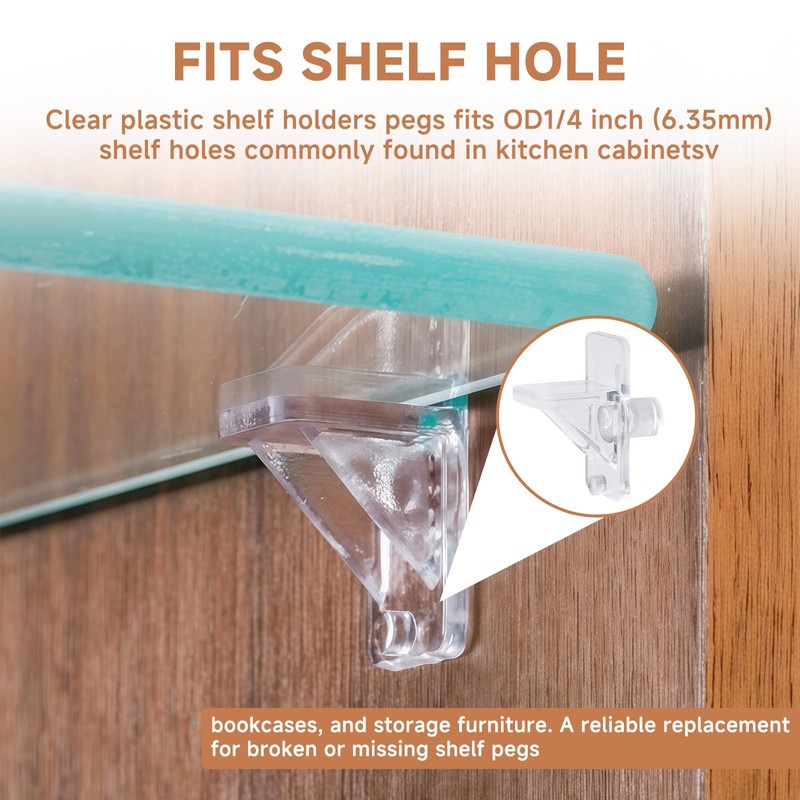 Cutetool (50 Pack) U 10136 Plastic Cabinet Shelf Pegs 1/4