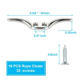 APACALI 6 Inch Metal Rope Cleats Boat Cleat Boat Flagpole Cleat Hook, 6 PCS Boat Deck Dock Cleats with 12 Mounting Screws for Fixed Rope or Home Decor (Blinds Hook Curtains Sun Shade Ropes)