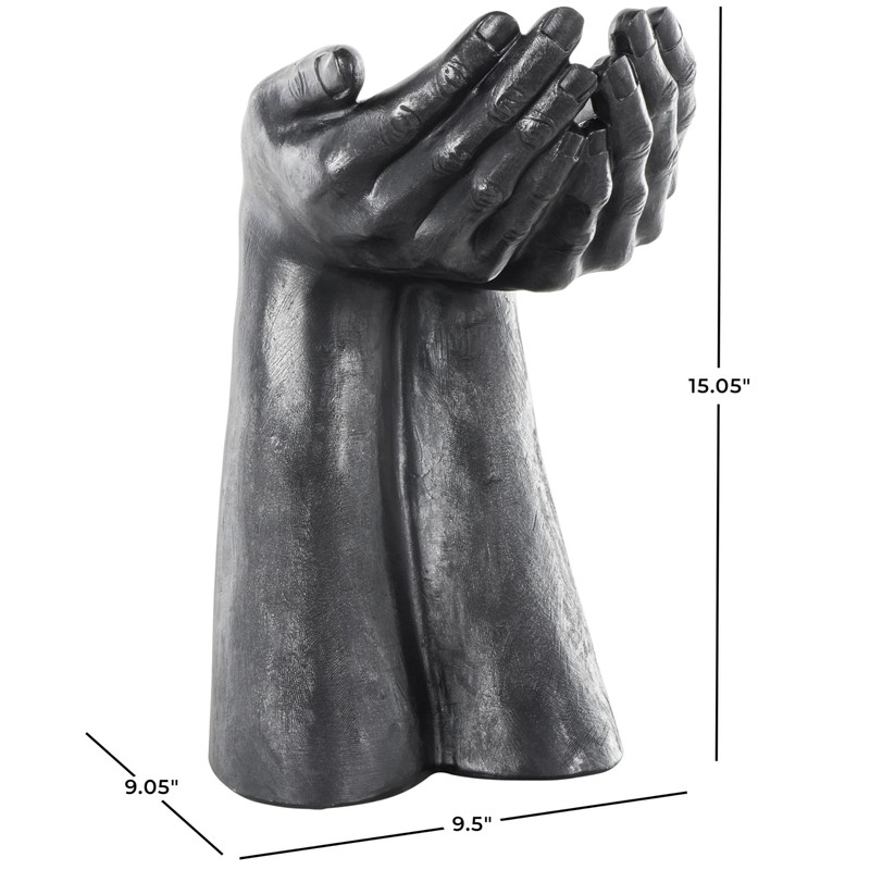 Deco 79 Polystone Hands Open Sculpture, 10" x 9" x